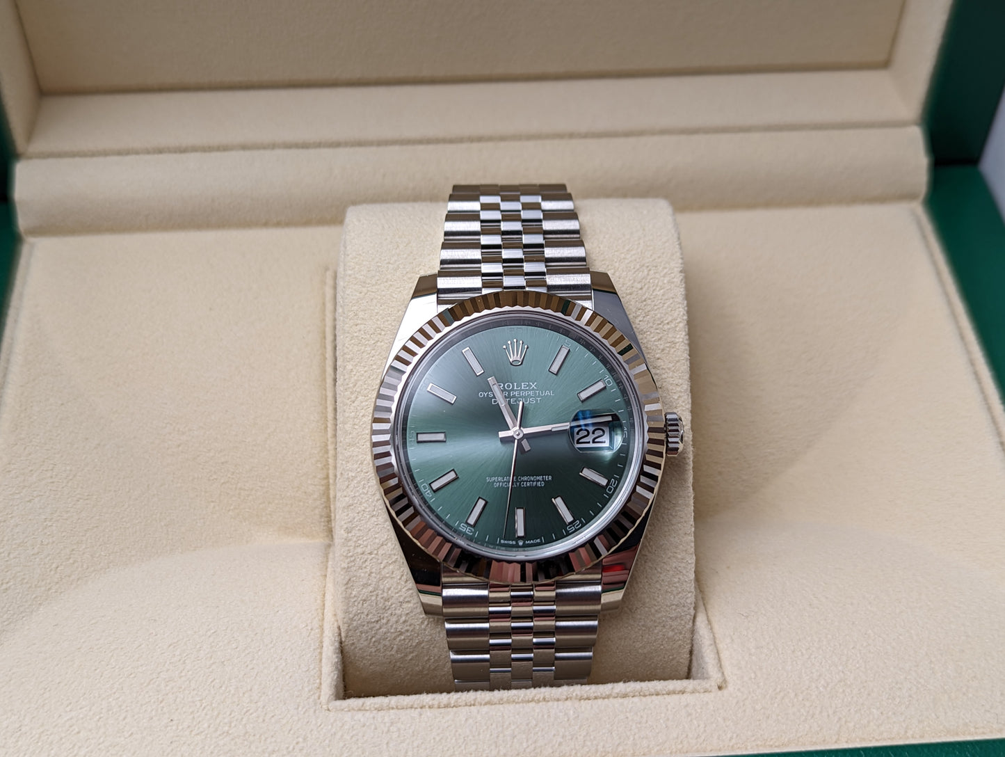 Rolex Datejust 41 Stainless Steel and White Gold Mint Green Dial